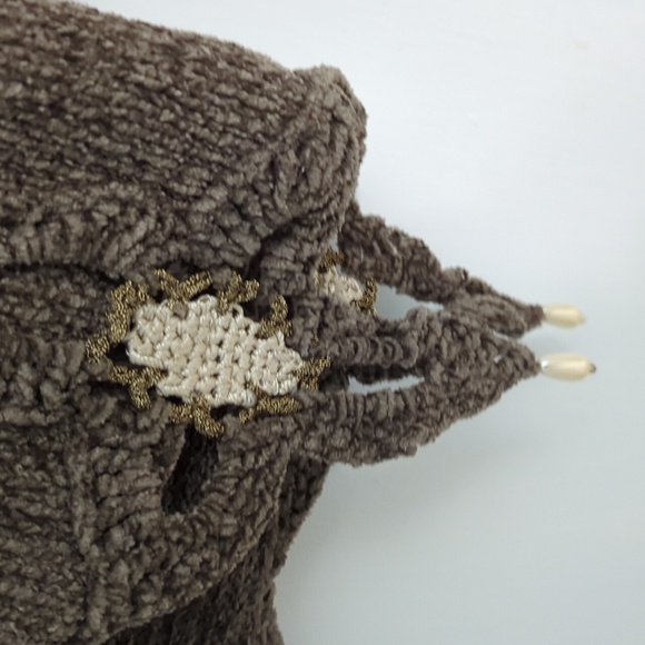 Henri Bendel Lianne Barnes Sz 2 Brown Sweater Accented with Pearls and Sequins - Picture 2 of 8